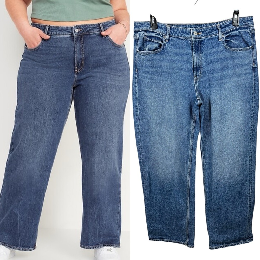 Old Navy Classic Mid-Rise Wide Leg Jeans Plus Size 16 Tall